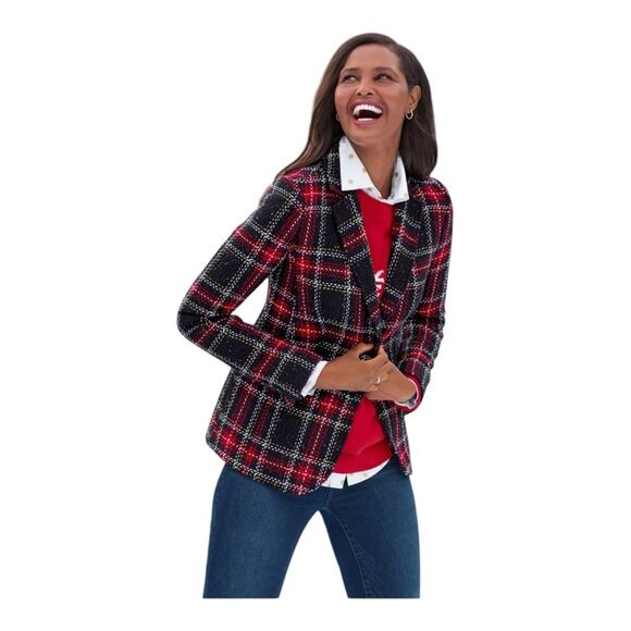 Talbots Aberdeen Plaid Wool Tweed Blazer Womens Size 12 - Picture 1 of 5